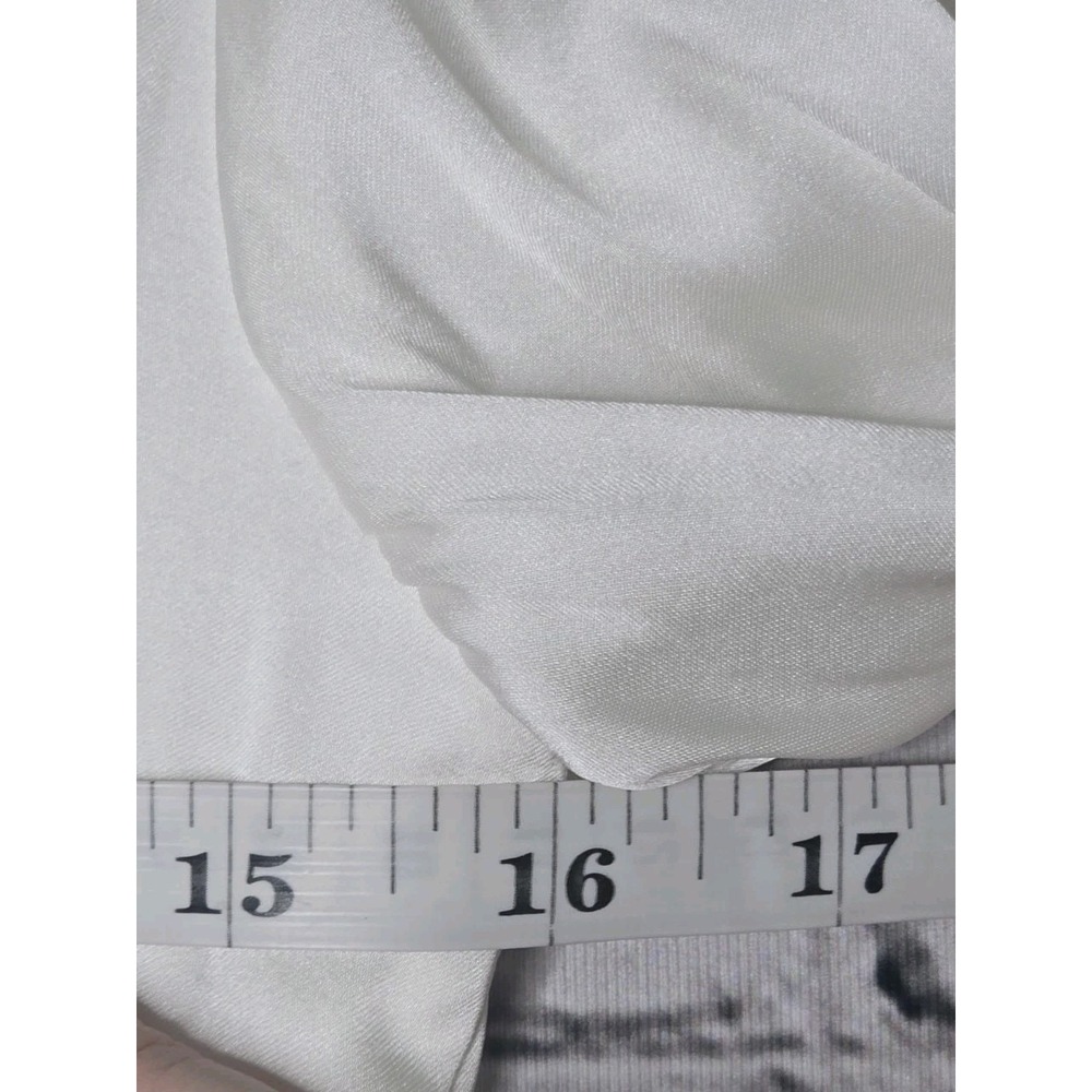 Davids Bridal Studio Soft Pearl White Ruffle Charmeuse Mini Dress New Size 6 - Picture 8 of 12